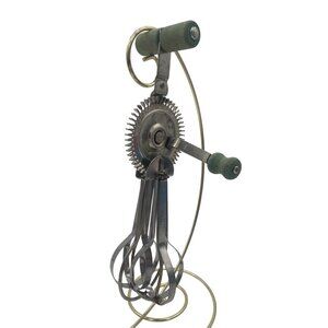 Vintage Ladd Hand Crank Egg Beater With Green Wooden Handles & Stainless Steel B